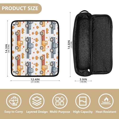 Bolsa organizadora portátil para herramientas de cabello con diseño de camiones y calabazas, resistente al calor, para planchas, rizadores y accesorios de cuidado capilar miniatura 4