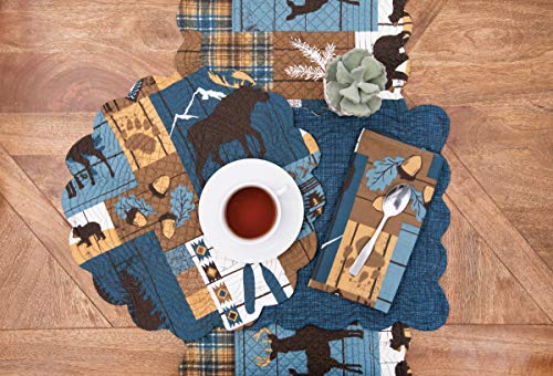Set de 6 Servilletas de Tela Cuadradas Algodón Azul miniatura 4