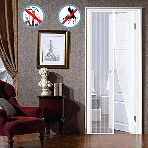 GWFVA Pantalla magnética T & uuml; R Cortina de Pantalla Red autoadhesiva magnética Varios tamaños Puerta corredera Puerta de Patio Negro 90x190cm
