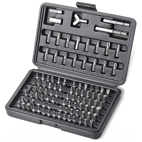 Yotsuba 100PCS Security Drill Bit Set Screwdriver Drill Star Hex Spanner with Metric and SAE Tamper Proof Torx Star Hex Key Screwdriver Magnetic Tool With Storage Bag