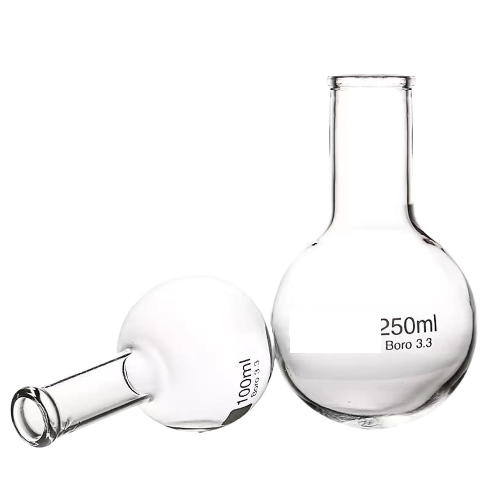 Matraz Erlenmeyer Graduado de Borosilicato, 1 matraz de destilación de una sola boca con fondo plano de vidrio, boca esmerilada estándar n.° 19, n.° 24 y n.° 29, capacidad de 50 ml a 2000 ml.(1000ml c