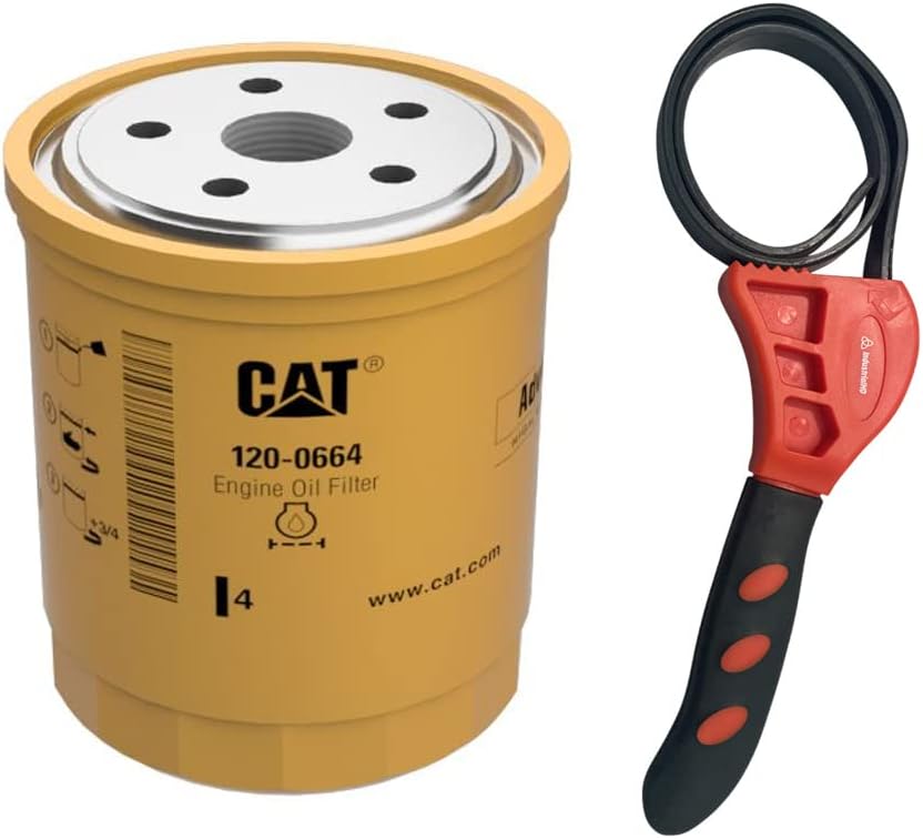 Caterpillar 120-0664 Engine Oil Filter w/IHD Strap Wrench Bundle (2)