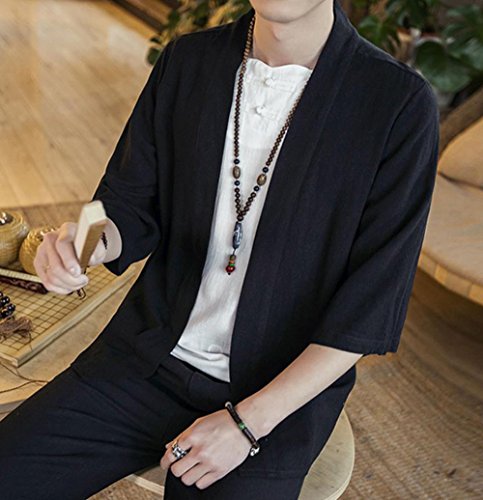 最安値 Piite カーディガン 麻綿 ワイシャツ メンズ 夏 ゆったり コーディガン シンプル Tシャツ 無地 薄手 シャツ メンズ 七分袖 羽織 通気 トップス 和式パーカー おしゃれ カジュアルブラック6 3471 の価格比較