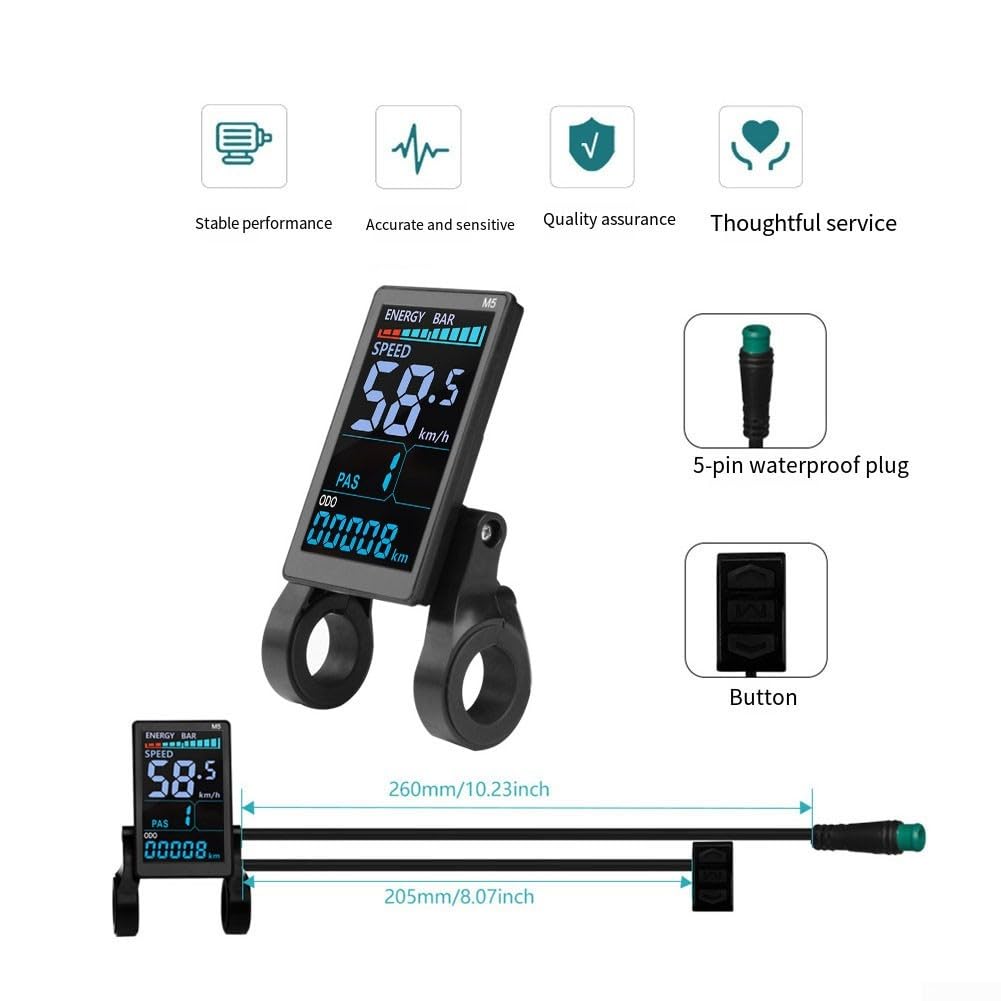 Display LCD per bicicletta elettrica, LCD-M5, 24 V-72 V, pannello strumenti per bici elettrica con protocollo OMD 2, connettore impermeabile a 5 pin, schermo a colori che mostra velocità e livello