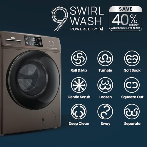 Image of IFB 8 Kg 5 Star Powered by AI with 9 Swirl Wash, WiFi, Fully Automatic Front Load Washing Machine (Senator MXN 8012, Steam Refresh Program with Eco Inverter, Mocha)