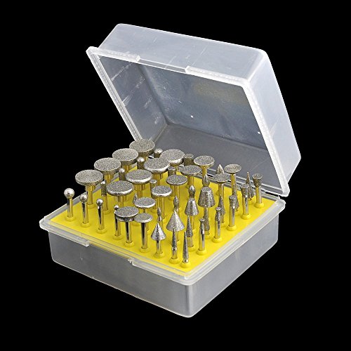 Diamond Burr Set- Ceramics Tile Glass Lapidary Stone Carving Sets Diamond Burs for Rotary Tools includes Dremel 50pc by Luo ke - Image 2