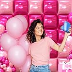 NISOCY 25PCS Hot Magenta Pink Square Foil Balloons Wall Backdrop Double Sided Metallic Pink Balloons Arch Kit for Galentines Valentines Day Bachelorette Birthday Engagement Bridal Party Decorations - Image 5