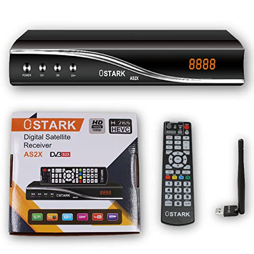 Ostark As2x Récepteur satellite Full HD 1080P Rj45 Port Ethernet Scart USB WiFi inclus Support YouTube Cover