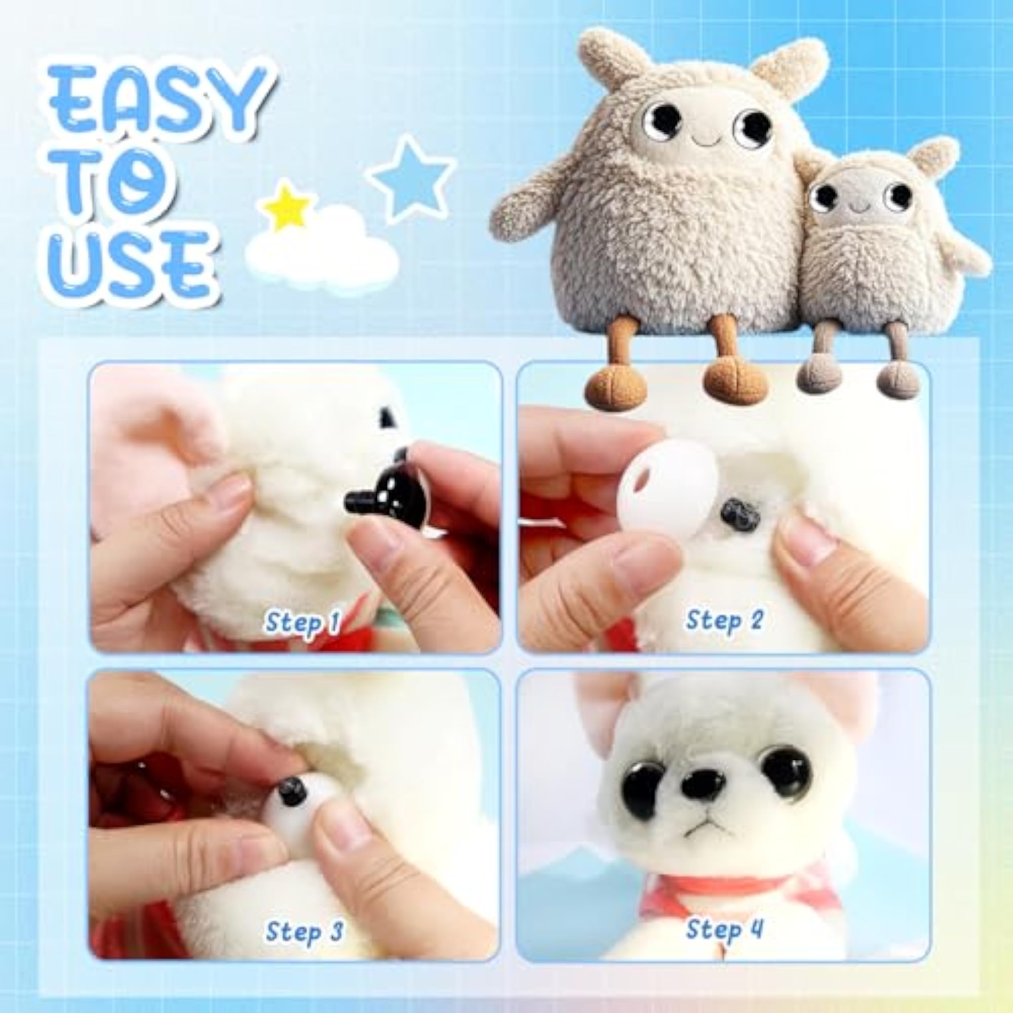 16pcs Large Oval Plastic Safety Eyes for Doll Making