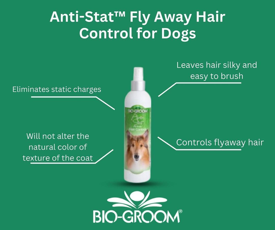 BIO-GROOM - Anti Statisches Spray - Für Haustiere - Beseitigt statische Aufladung des Fells - Für seidig weiches Fell - 355 ml