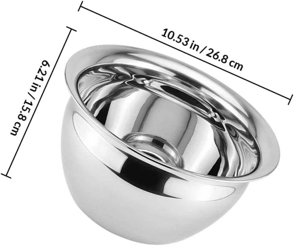 304 Stainless Steel Mixing Bowl 9-inch Thickened Multi-functional Kitchen Food Container Egg-beating and Storage Basin for Home Cooking