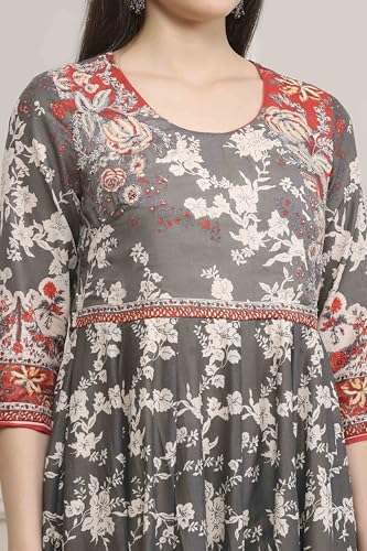 Image of BIBA Women Cotton Printed Anarkali Suit Set