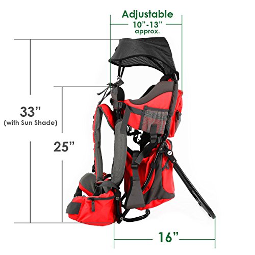 Clevrplus Canyonero Camping Baby Backpack Hiking Kid Toddler Child Carrier With Stand And Sun Shade Visor, Red #TOP7