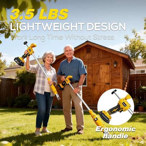 LITEKON Electric Cordless Weed Puller Tool, 20V Battery Powered Stand Up Weeder with 2.0Ah Battery & Fast Charger, Puller Tool with Long Handle, Crabgrass Piller& Dandelion Remover for Garden, Yellow by LITEKON - Image 7