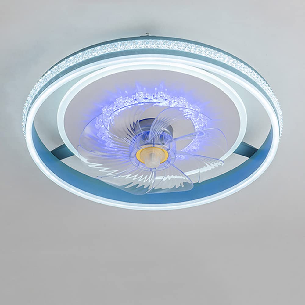 Plafonnier ventilateur LED 70W télécommandé avec 3 vitesses d'air réglables bleu