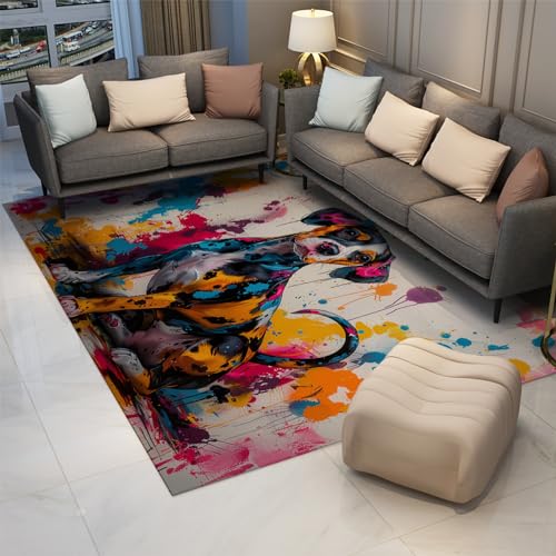 Tapis chiot mignon graffiti coloré 80x150cm pour chambre enfant lavable - 3
