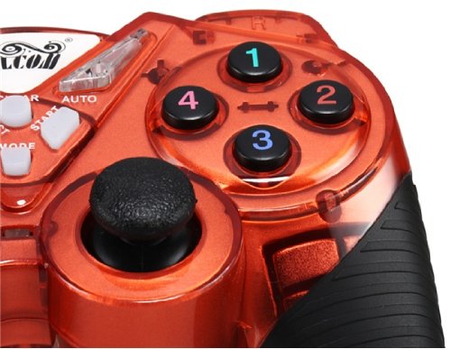 Welcom WE-8400S Mars Wired Vibration & Rocker USB Computer KOF Game Controller with LED Indicator (Red)