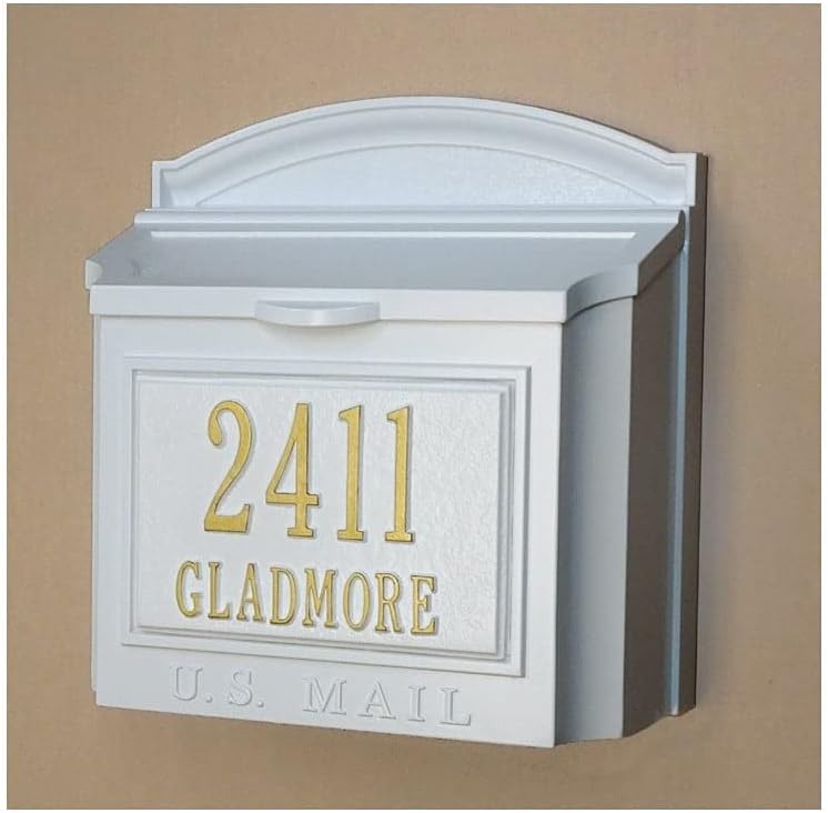 Gеt Chеар Prісе Whitehall Custom Wall Mount Mailbox Package - House Number and Street Name - Sand Cast Aluminum - French Bronze Personalized in Goldtone