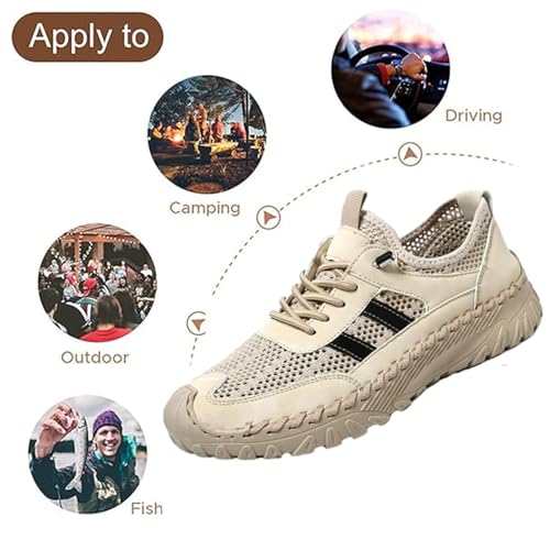 Zenfaze Orthopedic Shoes for Men, Men's Slip-On Orthopedic Leather Hiking Shoes Breathable Mesh Elastic Laces Non Slip Hiking Sneakers Arch Support2