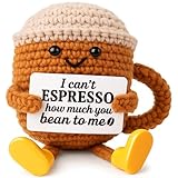 TWPER Valentine's Day Gifts for Her Him Women Men Girlfriend Boyfriend Birthday Gifts, Positive Crochet Coffee Cup Desk Decor, Cute Small Coffee Lover Gift for Best Friend Couple Wife Husband