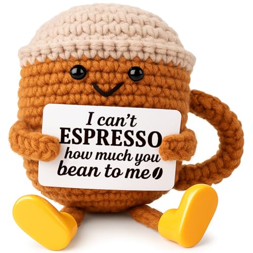 TWPER Birthday Gifts for Women Men Positive Crochet Coffee Cup Desk...