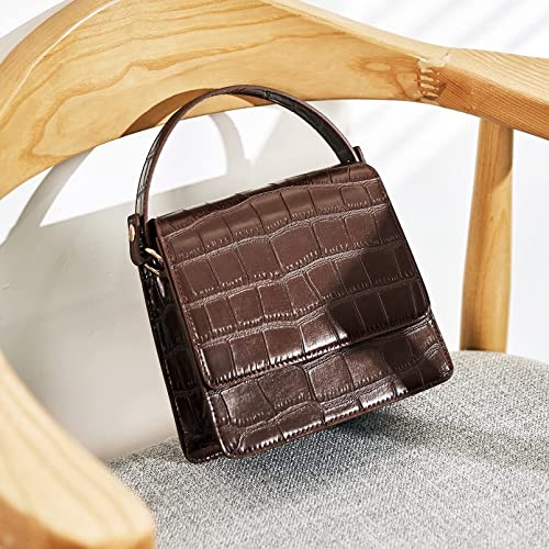 Telena Crossbody Bags For Women Vegan Leather Designer Handbags Women Crossbody Purses With Three Detachable Strap Crocodile Coffee #TOP6