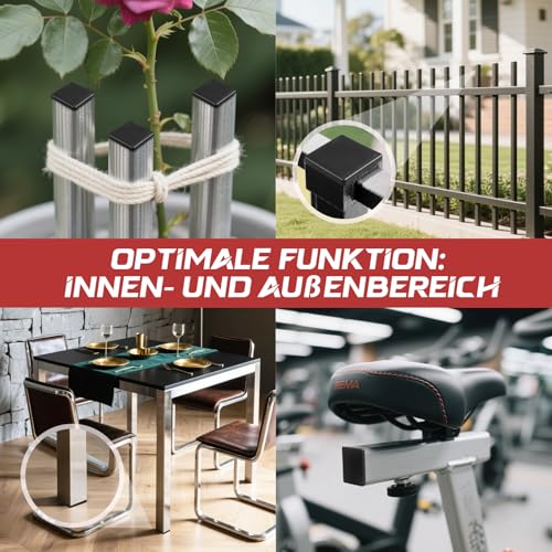 Lamellenstopfen für Vierkantrohre,moinkerin 4 Stück Rohrstopfen 60X60mm Stopfen für Metallprodukte,Stühle,Sofas,Tische, Regale,Rohrstopfen Quadratisch (4, Quadratisch-60X60mm)