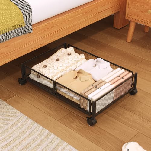 YAMANOTE山手YAMANOTE ベッド下収納ボックス キャスター付き 移動便利 折りたたみ 収納ケース 大容量 ベッド下収納ケース ベッド 衣装ケース 高さ16cm 収納ボックス 衣類収納 衣装収納 布団ケース 収納 ベッド下オーガナイザー 通気 大