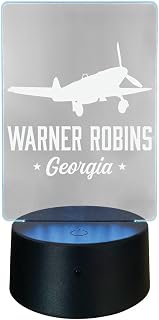 Warner Robins Georgia Design 2 Souvenir Acrylic Color Changing LED Night Light with Remote and USB Plug in Single