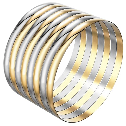 Bracelets joncs grande taille lot de 8 pièces en acier cadeau tendance pour elle