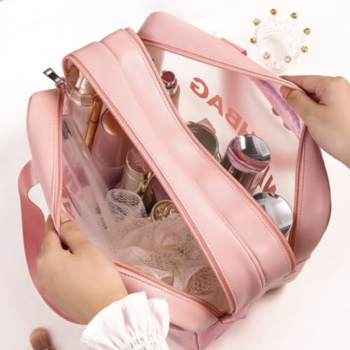 Himdenk Bolsa de higiene pessoal de viagem, bolsa de maquiagem transparente, bolsas de cosméticos, b