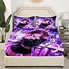 Erosebridal Kids Anime Girl Queen Size Sheet Set, Japanese Anime Bed Sheets, Cartoon Girl Fitted Sheet Top for Boys Teens Bedroom, Kawaii Japanese Animation Bedding Set with 2 Pillow Cases - Image 5