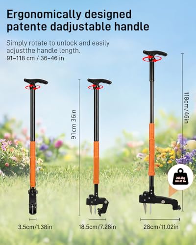 Image of Stand Up Weed Puller Tool with Adjustable Long Handle and 50L Garden Bag