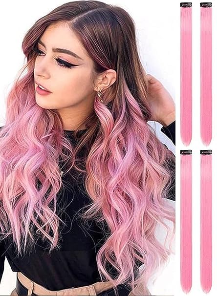 kerav Good Length Straight Light Pink Color Strick Hair-Extension-picture-14