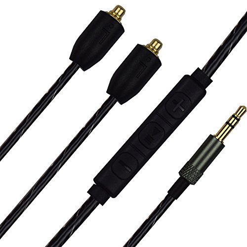 3.5mm Replacement Audio Cable with Remote Control Upgrade Extension Cable Compatible Shure SE215、SE846、SE425、SE535、SE535LTD-J、SE315 PRO H5 HQ5 Earphone (Black)