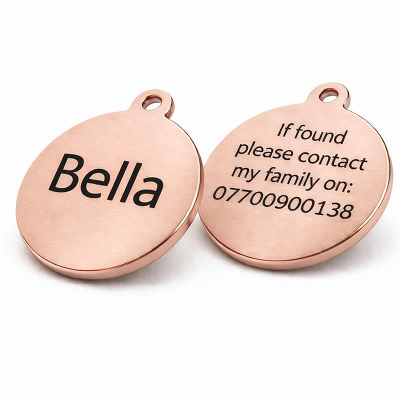 KreateSquare Personalised Dog Tag, Engraved Stainless Steel Collar Tag