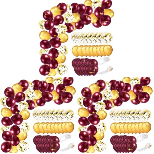 Image of Qian's Party Burgundy Gold Balloons, 45pcs - Graduation, Wedding, Birthday Party Decorations - Maroon Gold Balloon Arch - Women (Pack of 3)