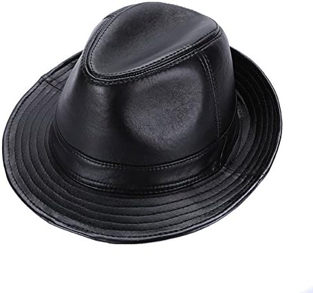 Sandy Ting Sheepskin Leather hat Classic Cowboy Fedora Hat (Large/22-23in) Black