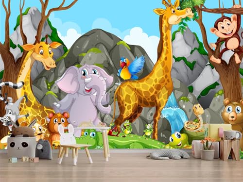 Image of Cartoon Design Kids Theme Vinyl Poster Animals Wallpaper Wall Sticker for Home Decor, Living Room, Bedroom,Kids Room, Play Room (Self Adhesive Vinyl, 3x4 feet i.e 36x48 inch) 01
