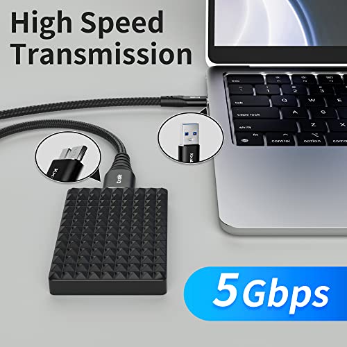 Micro 3.0 Cable 4 Feet (2 Pack), USB 3.0 A to Micro B Cable, Nylon Braided A-Male to Micro B External Hard Drive Cable, Compatible with Samsung S5 / Note 3, Seagate, WD, Toshiba and More