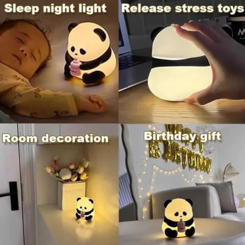 Image of Desidiya Baby Panda Rechargeable Silicone Night Lamp - Cute Panda Lamp, Kids Night Light, Nursery Decor, Birthday Gift, Silicone LED Light