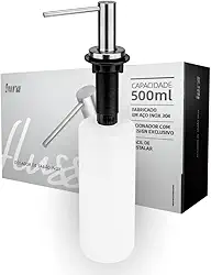 Dispenser Dosador De Sabão Porta Detergente Embutir Iura Fluss Bancada Inox 500ml