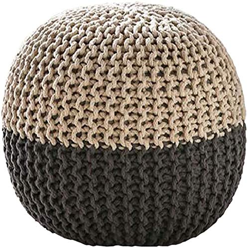 Pouf Simple et Repose-Pieds Coton Marron pour Canapé Salon
