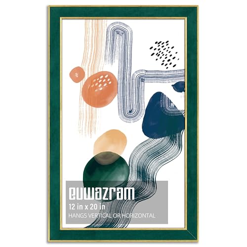 euwazram Suede 12x20 Frame - Single Frame, Christmas Elegant Green 12 x 20 Poster Frame, 12x20 Picture Frame for Artwork, Puzzles, Photos, and Movie Posters