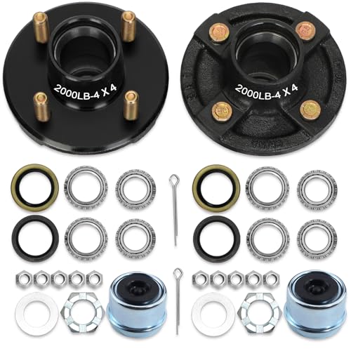 2 Sets 4 Lug Trailer Hub Kit for 2000 Lbs,4 Lug Trailer Wheel Hub Fit 1