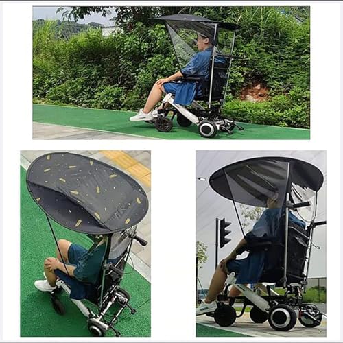 Motorcycle Umbrella Mobility Sun ShadeWheelchair Parasol, Universal Electric Wheelchair Umbrella Canopy Awning Adjustable Outdoor Umbrella Holder Sun Shade Rain Cover, for Most Wheelchairs