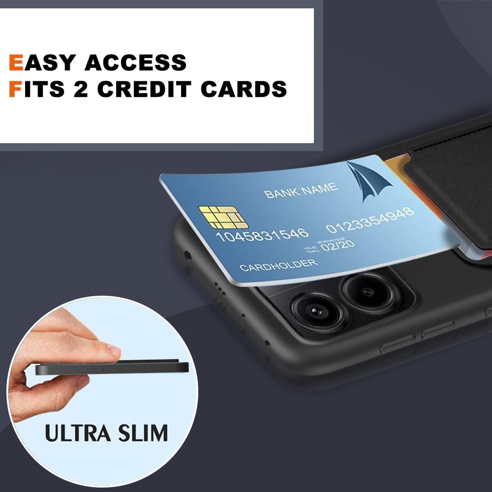 Compatible for Xiaomi Redmi Note 13 Pro 5G (Not for 4G) / Poco X6 5G Phone Case, Folding Card Holder/Slots Kickstand/Stand Wallet Case for Redmi Note 13 Pro 5G - Black - Image 3