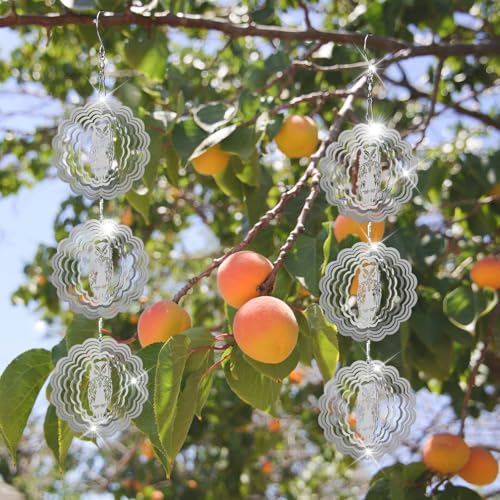 Image of Owl Bird Deterrents for Outside,3D Stainless Steel Wind Spinners Outdoor Decor,Reflective Bird Scare Discs Set,Shiny Bird Reflectors to Keep Woodpecker Pigeon Away from House Patio Yard Porch