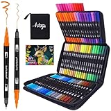 Dual Markers Brush Pens for Adult Kids Coloring Books, 72 Colors Art Marker Set with Fine & Brush Tip Pen for Bullet Journaling, Coloring, Drawing, Hand Lettering, Calligraphy, Art Supplies