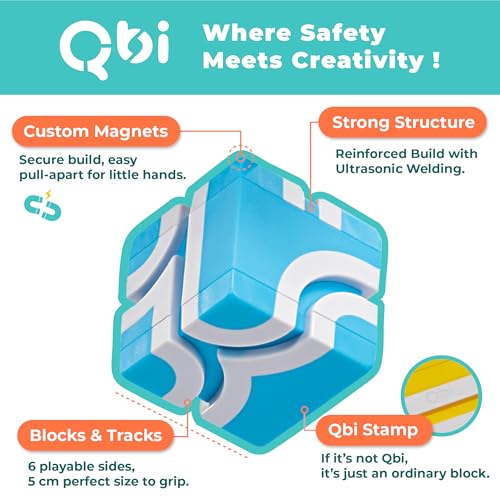 Image of QBI Magnetic Blocks for Toddlers Ages 2-4, Trucks & Fruit Tiles with 2 Cars | Safe ABS Material, Pretend Play Grocery Store, Role Play Sequencing, Montessori Sensory Learning, Birthday Gift Idea